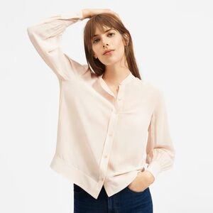 Everlane The Clean Silk Blouson Shirt in Blush Pink